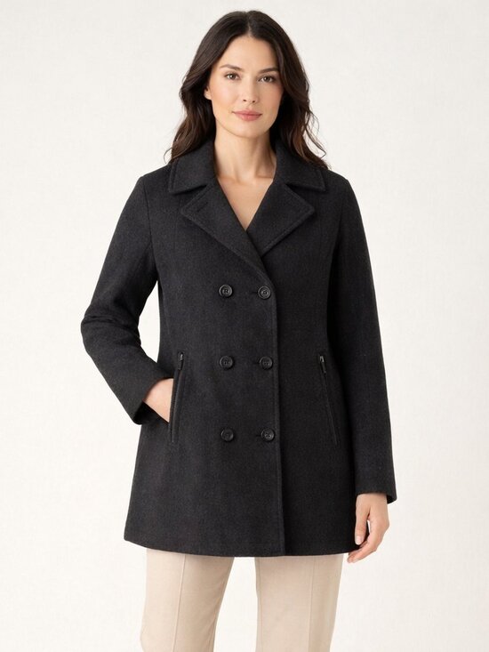 MICHAEL Michael Kors Jackets & Blazers - MICHAEL Michael Kors Wool-Blend Double-Breasted Peacoat Charcoal Size Large